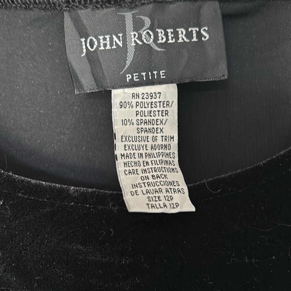 90s Vintage Black Crushed Stretch Velvet Babydoll Dress - Picture 3 of 4